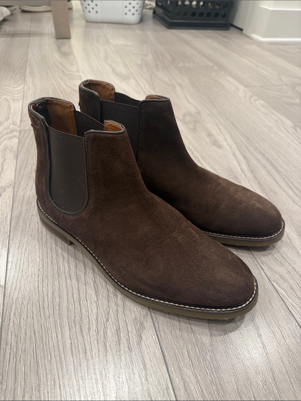 Clarks: Men's Brown Suede Chelsea Boots